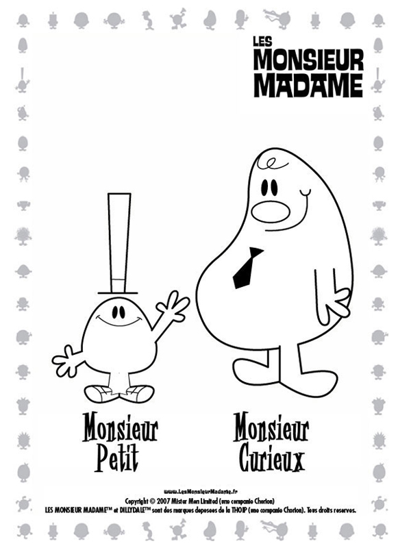 coloriage monsieur petit et monsieur curieux